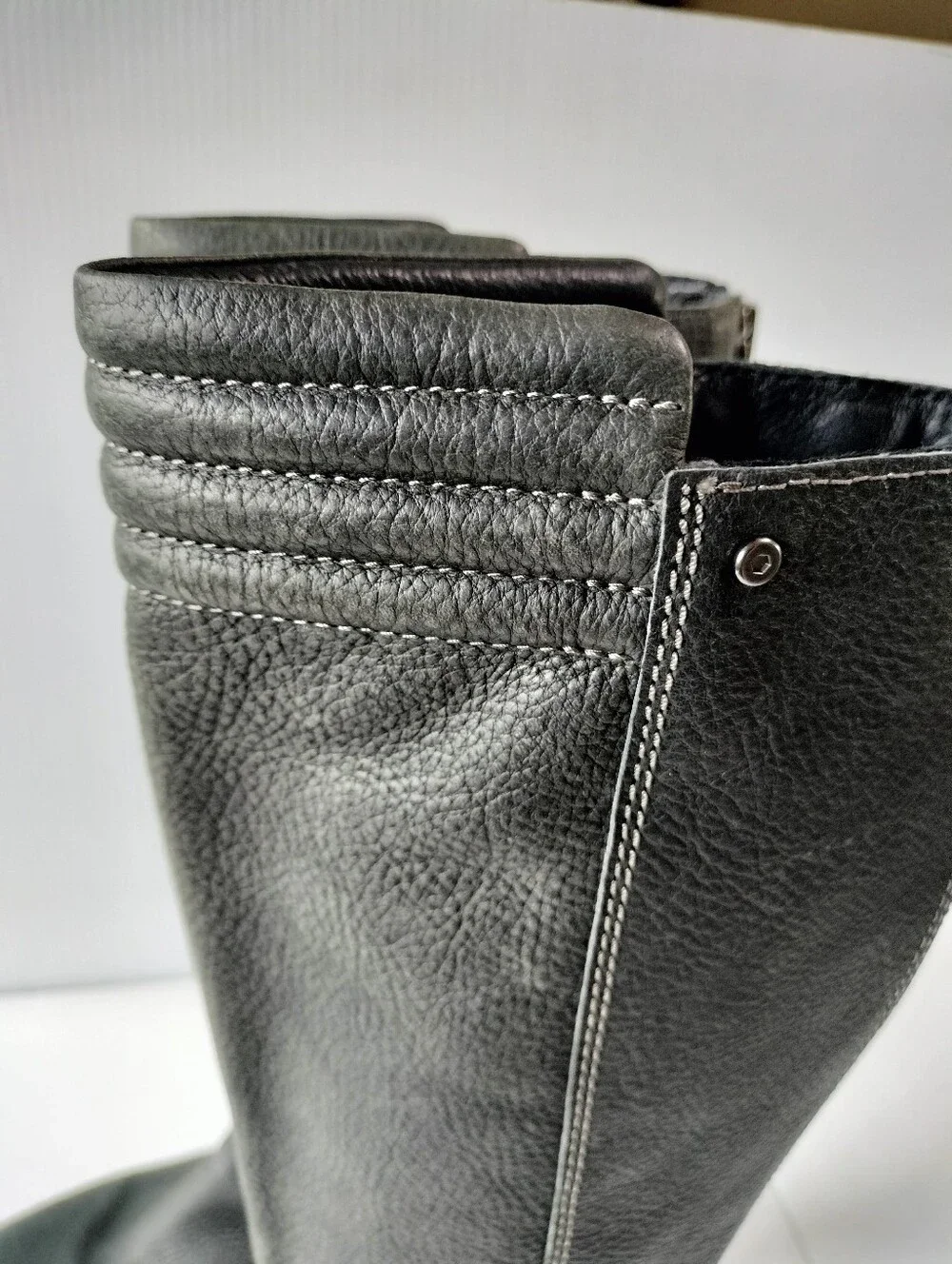 Sorel Danica Classic Tall Womens Leather Charcoal Gray Riding Moto Boots 8 Zip